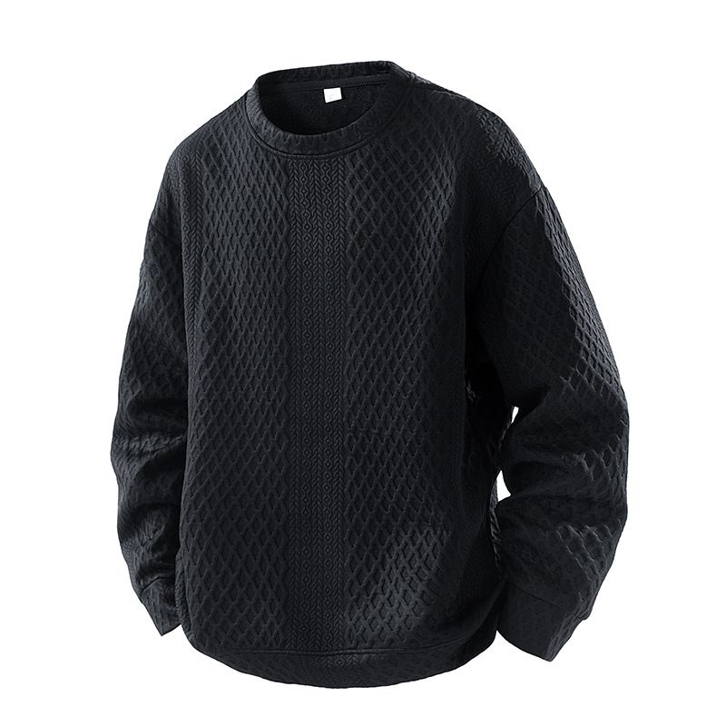 K Sweatshirt Men's Jacquard Long Sleeved T-shirt Large Size Loose Casual Round Neck Pullover Base Shirt_viptrois.com
