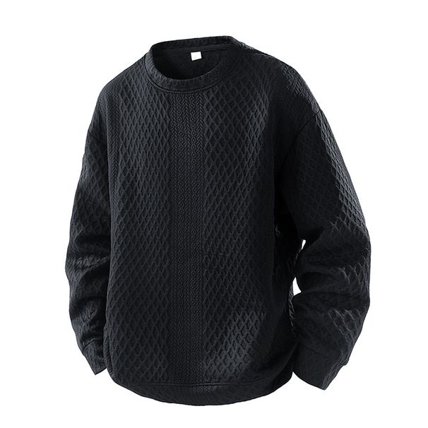 K Sweatshirt Men's Jacquard Long Sleeved T-shirt Large Size Loose Casual Round Neck Pullover Base Shirt_viptrois.com