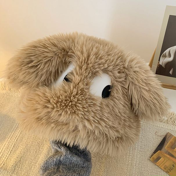 Autumn And Winter Versatile Cute Cartoon Funny Little Dog Long Plush Women's Fashionable Korean Ear Protection Hat_viptrois.com