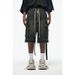 Men's Clothing High Street Zipper Raw Edge Side Pocket Work Shorts Washed Distressed Ribbon Loose Denim Shorts Men_viptrois.com