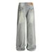 Washed Vertical Striped Ripped Jeans Men's American High Street Vintage Distressed Punk Loose Wide-Leg Straight Long_viptrois.com