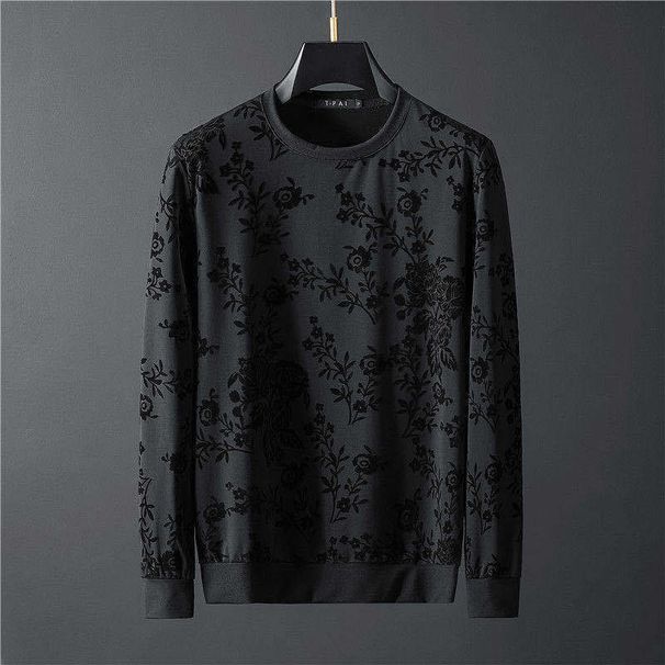 Men's Clothing Goods New Personality Simple Jacquard Round Neck Long-sleeved Sweater Trousers Two-piece Suit Men's Suit Trendy_viptrois.com