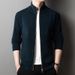 Pure Men's Autumn Winter Knitted Cardigan Casual Stand Collar Jacket Fashionable Youth Korean Style Zipper Sweater For Men_viptrois.com