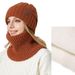 Knitted hat scarf set unisex winter thick warm hat two piece ear protection casual wool hat_viptrois.com