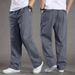 Men's Clothing Men's Casual Cargo Pants - Lightweight Cotton Relaxed Fit Straight Leg Elastic Waistband Work Pants For Big & Tall (Black, Army Green)_viptrois.com
