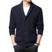 Pure Quality European And American Cross-Border New Long Sleeve Cardigan Pocket High Collar Solid Color Knitted_viptrois.com