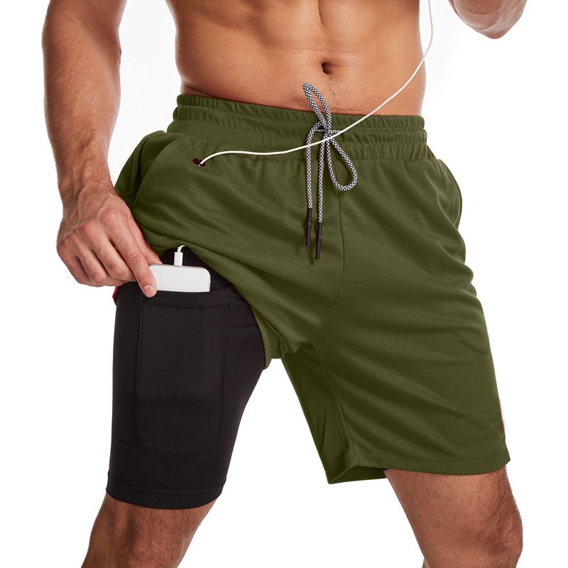 Men's Clothing Men's Running Earphone Shorts Sports Quick Drying Shorts Fitness Personality Trend Anti Exposure Shorts_viptrois.com