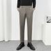 Men's Slim Fit Straight Leg Woolen Trousers Autumn/Winter Korean Style Brushed Thick Casual Long Pants_viptrois.com