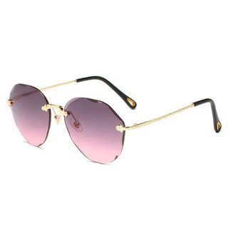 Women's Glasses trimmed sunglasses for women with temperament and internet celebrity round face, large frame, slimming and anti ultraviolet sunglasses_viptrois.com