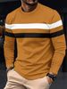 Large-sized Autumn And Winter Men's Round-neck Long-sleeved Two-tone Base Layer Shirt With A Thin Long-sleeved T-shirt Over The Head_viptrois.com