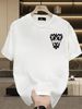 Men's 100% Cotton Black Short Sleeve T-Shirt With Distorted "manant" Heart Logo, Casual Loose Fit, Streetwear Style_viptrois.com