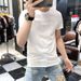 Men's Slim Fit Short Sleeve T-Shirt Lettered Trendy Brand Summer Casual Handsome White Top_viptrois.com