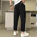 Men's Tapered Casual Trousers Lightweight Straight Leg Workwear Ankle Pants Black Relaxed Fit S-3XL_viptrois.com