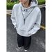 New Autumn And Winter Patchwork Stand Up Collar Hoodie With Trendy Temperament, Fashionable Design Sense, Versatile Loose Top_viptrois.com