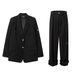 Men's Clothing High Street Single Breasted Two Button Suit Jacket Loose Pleated Wide Leg Suit Pants_viptrois.com