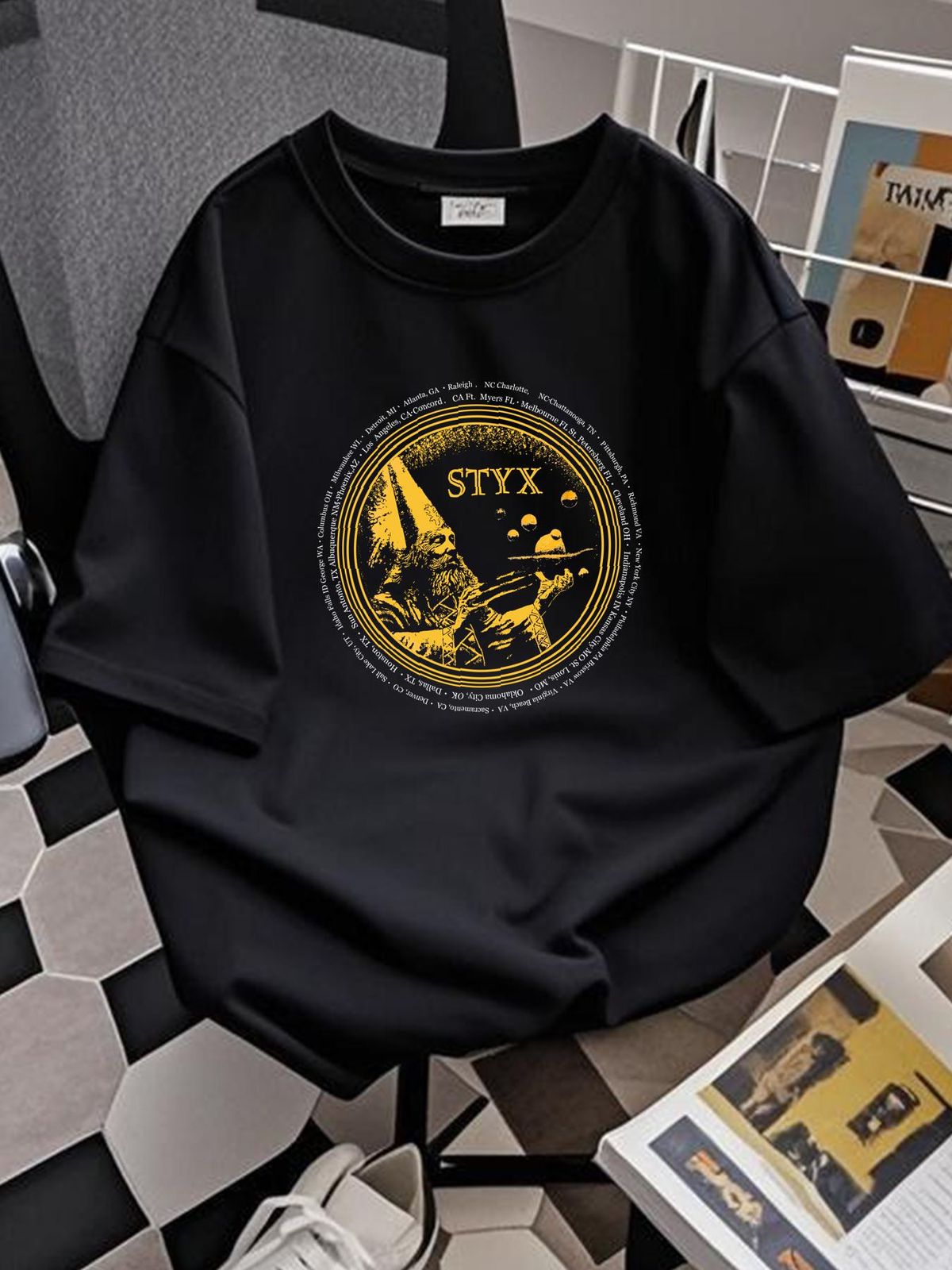 Vintage STYX Official Merch Concert Rock Band Tee Black T Shirt Size 2XL XXL Graphic Versatile Comfortable Top For Everyday Wear Slightly_viptrois.com