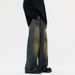 Men's Clothing & Archer0603 & Retro Washed American High Street Yellow Mud Color Wide Leg Jeans Men's Floor Length Distressed Straight Leg Pants_viptrois.com