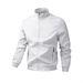 Men's Big & Tall Breathable Zippered Jacket Lightweight Casual Stand Collar Windproof Polyester Woven Coat for Spring Autumn Daily Wear M-6XL_viptrois.com