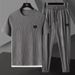 Men's Summer High-End Ice Silk Sports Suit Short-Sleeved Pleated Trousers Two-Piece Casual Leisure Suit For Holiday_viptrois.com