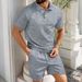 Men's Spring Solid Jacquard Polo Shirt & Shorts Set – Casual Two-Piece Outfit For Urban Comfort_viptrois.com