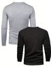 Men's Long Sleeved Round Neck Black T-shirt Top Loose 100 Cotton Tops Pik K 2pcs Set_viptrois.com