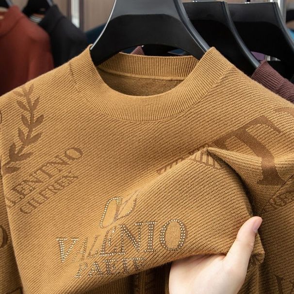 Autumn And Winter New Knitted T-shirt Long-sleeved Sweater Bottoming Shirt Men's Casual Top_viptrois.com