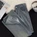 Unisex Autumn Trendy High Street Casual Versatile Straight Leg Long Pants American Cat Whisker Distressed Washed Jeans_viptrois.com