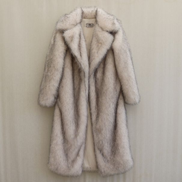 Men's Clothing Barbican Men's Fur Coat Winter Warm Fashion Fur Imitation Mink Fur Coat Long Large Fur Collar_viptrois.com