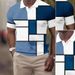 Men's Clothing New Men's Casual Short Sleeved Polo Shirt Top Plaid Waffle_viptrois.com