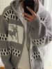 Pure American Retro Sweater For Men, Hooded Winter Fair Isle Jacquard Christmas Zipper Lazy Style Cardigan Knitted Jacket_viptrois.com