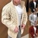 A Popular Men's Sweater From Europe And America In 2025, Featuring A Cardigan, Long-sleeved Stand-up Collar, Jacquard Weave And Casual Men's Wear_viptrois.com