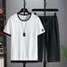 Men's Clothing Ice Silk Short Sleeve 7-Pants Set Breathable, Moisture-Wicking, Loose Fit Casual Sport Outfit (Black/White/Gray, Plus Size Available)_viptrois.com