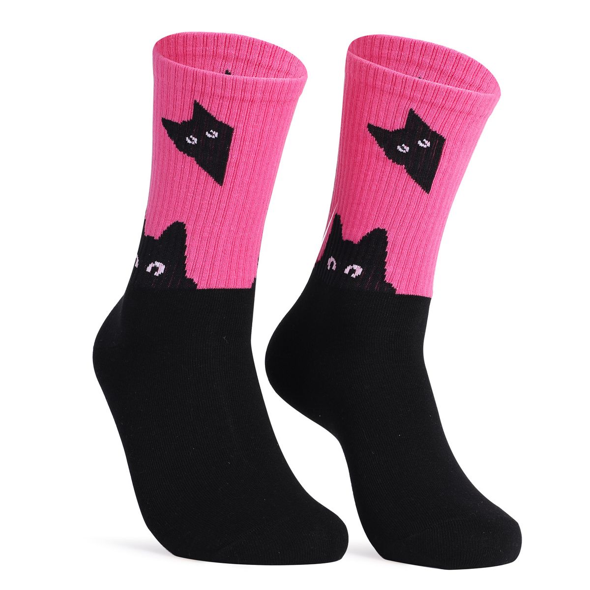 Casual socks hot cat dog rainbow large size cotton socks women's casual cotton women's mid-tube socks_viptrois.com