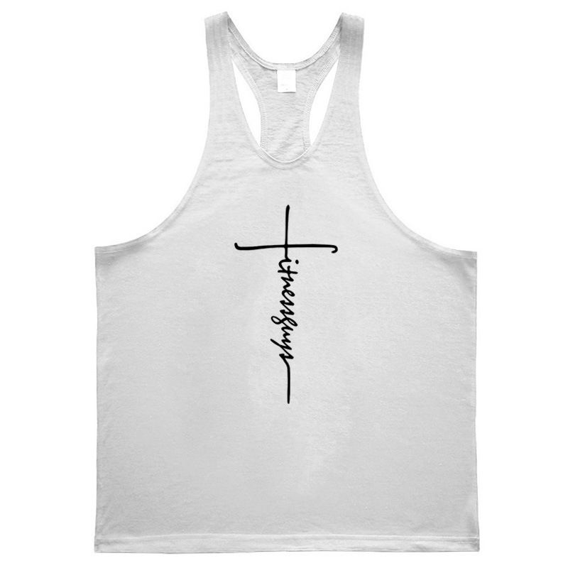 Summer Fitness Training Vest Summer I-Back Cotton Bottom Shirt Skinny Elastic Sleeveless T-Shirt_viptrois.com