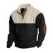New European Size Men's Autumn Winter American Style Casual Button Half-Zip Stand Collar Jacket Fashion Color Block_viptrois.com