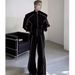 Men's Clothing New Two Piece Suit Handsome Lines High End Casual Sports Suit Men's Loose Ins Neutral Wide Leg Pants_viptrois.com