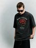 Vintage Washed T-Shirt, Men's Retro Red Rose Graphic, Aesthetic Romantic Style, Casual Loose Street Tee_viptrois.com
