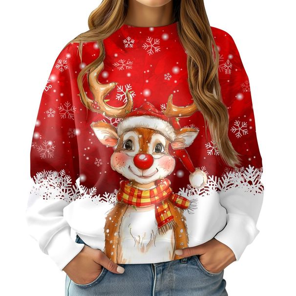 Pure Pure Cross-Border Sweater Autumn Winter New Deer Christmas Knitted Sweatshirt European American Loose Long Sleeve Round Neck_viptrois.com