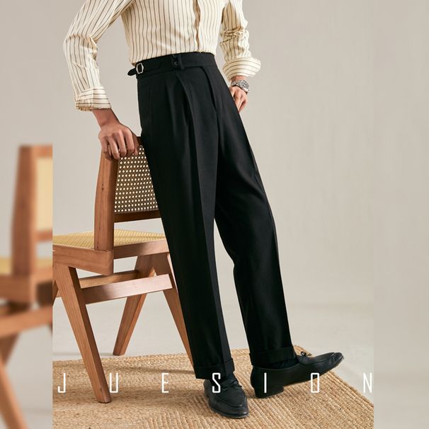Men's Clothing Trousers Autumn And Winter High Waist Straight Business Casual Drape Suit Trousers_viptrois.com