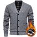 Men's V-Neck Velvet Cardigan – Thick Winter Sweater With Long Sleeves (Burgundy/Dark Gray/Light Gray/Blue/Espresso, M-4XL)_viptrois.com