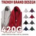 Men's Clothing Men's Heavyweight 420GSM Vintage Hooded Zip-Up Sweatshirt – Retro Streetwear Pullover With Double Zipper, Relaxed Fit, Cotton Blend_viptrois.com