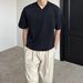 Men's Summer V Neck Short Sleeve T-Shirt Fashionable Breathable Solid Color Base Layer Top_viptrois.com