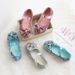 Children's Shoes 2023 Spring and Autumn New Arrival Sequined Bow Crystal Shoes Korean Style Flat Princess Casual Girl's Leather Shoes_viptrois.com