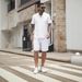 Men's Clothing Summer New Men's Short Sleeved T Shirt Henry Shirt Casual Loose Shorts Short Sleeved Solid Color Suit_viptrois.com