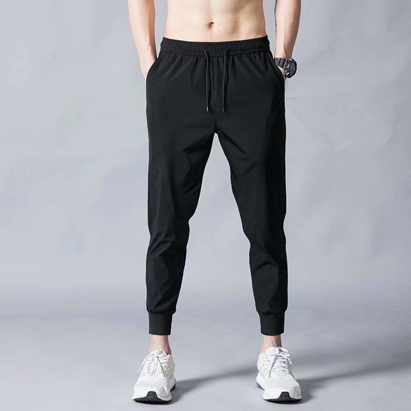 Men's Summer Business Casual Pants – Ice Silk Straight Leg Trousers With Belt (Black/Charcoal/Light Gray, M-5XL)_viptrois.com