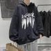 Autumn Vintage Hooded Sweatshirt Men's Simple Loose Letter Printed Hoodie Jacket_viptrois.com