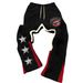 Men's Clothing Fashion Five Pointed Star Red Lips Casual Fashion Slightly Elastic Fabric Flared Pants All Match_viptrois.com