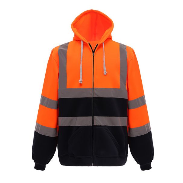 Men's Clothing Workwear Construction Zipper Reflective Sweater Jacket Men's Autumn And Winter Fleece Warm Reflective Clothing_viptrois.com