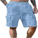 Men's Cotton-Linen Work Shorts - Breathable Outdoor Drawstring Waist With Multiple Pockets, Loose Fit Casual Shorts_viptrois.com