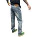 Men's Clothing Men's Straight Leg Jeans Distressed Splatter Painted Design Style Fashionable Casual Trousers Spring Trend_viptrois.com